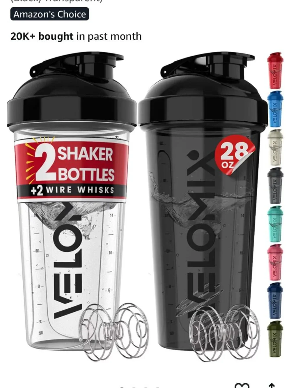 NEW, UNOPENED! 2 Velomax Shaker Bottles - 28 oz